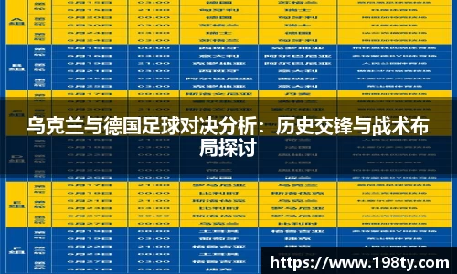 乌克兰与德国足球对决分析：历史交锋与战术布局探讨